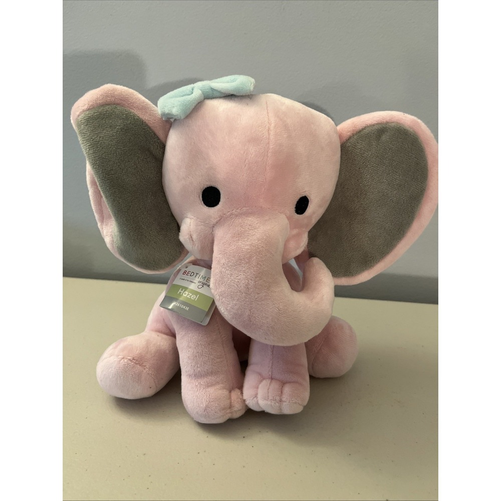 Lambs And Ivy Bedtime Originals Plush Elephant Pink Hazel Blue Bow 9" 2020 Toy